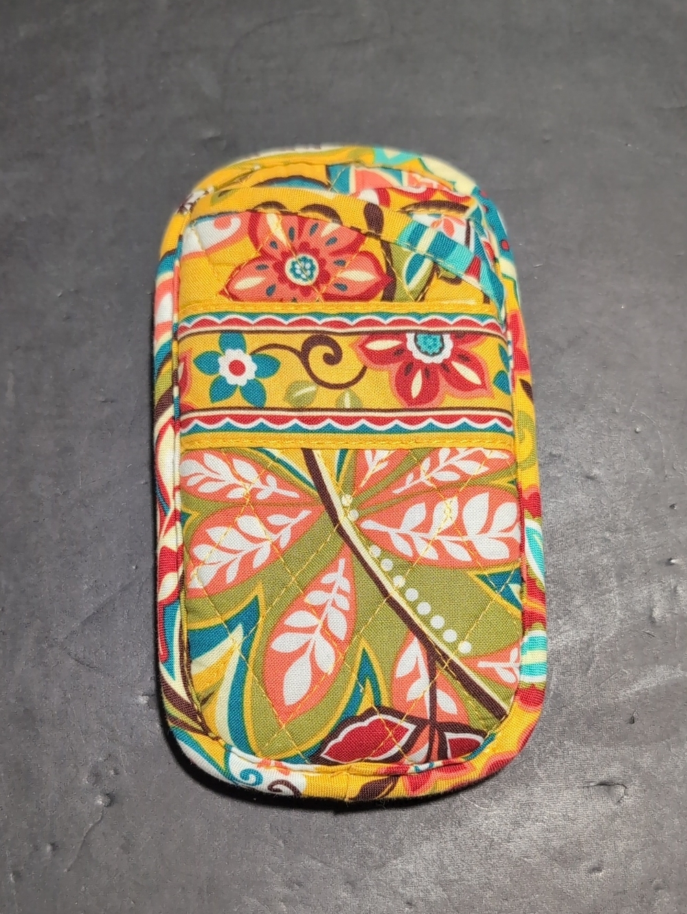 Vera Bradley Quilted Yellow Floral Provencal Soft Fabric Sunglasses Pouch.